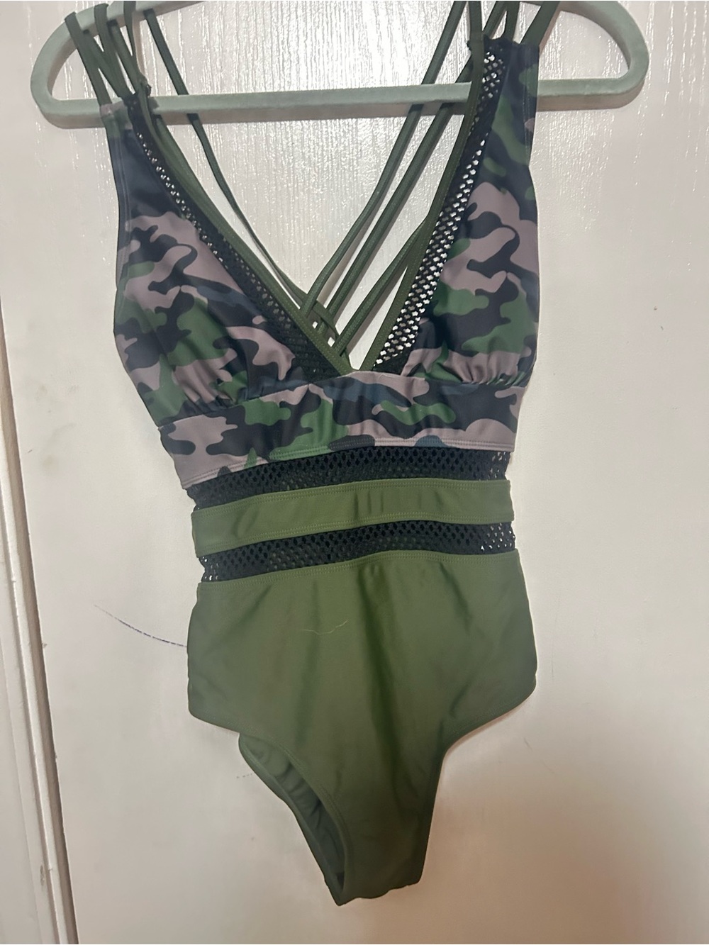 Camo Green Strappy One-Piece Swimsuit
